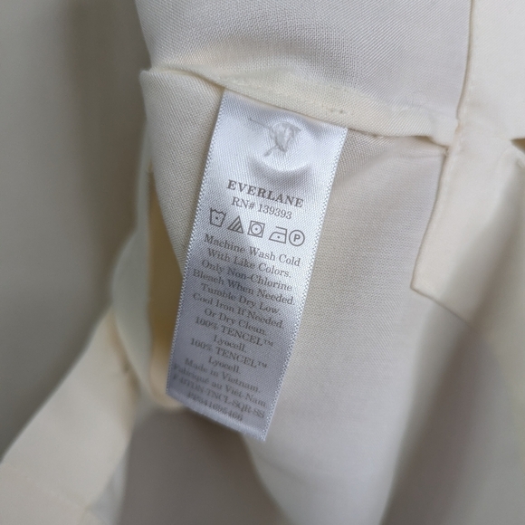 Everlane Shirt Women Small Drapey Square Sandstone Button Short Sleeve Cream - Picture 12 of 16